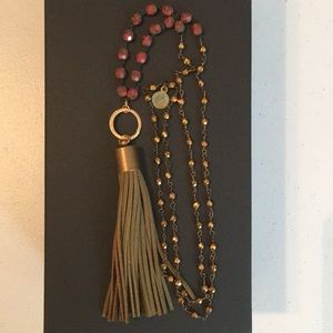 Fabulina Green Tassel Drop Necklace